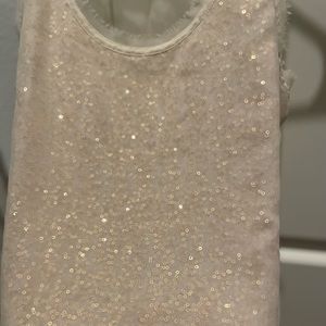 H&M Cream colored sheer sleeves top with underlying sequins.